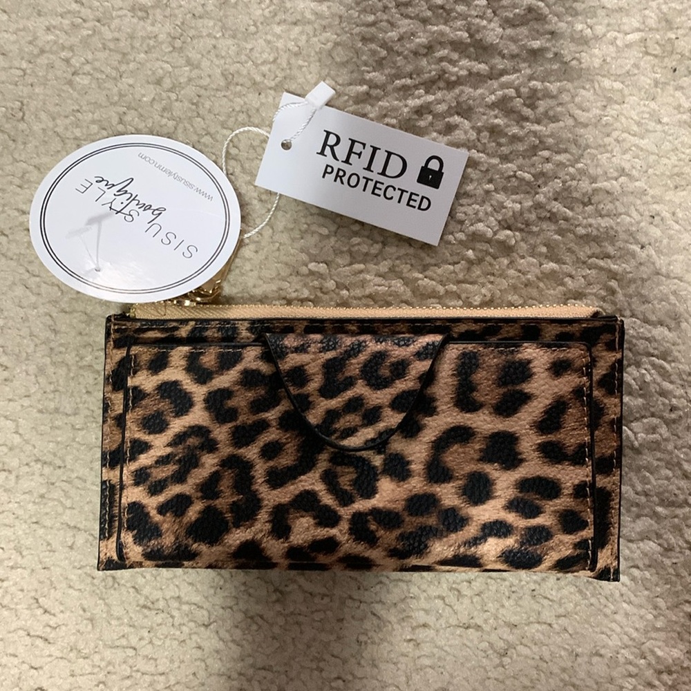 NWT large leopard wallet